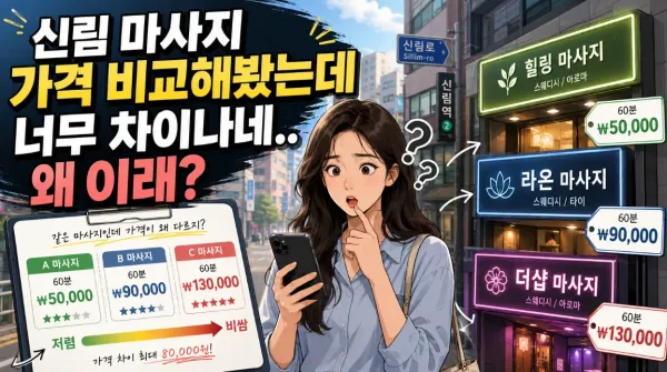 신림 마사지 가격 비교해봤는데 너무 차이나네.. 왜 이래?
