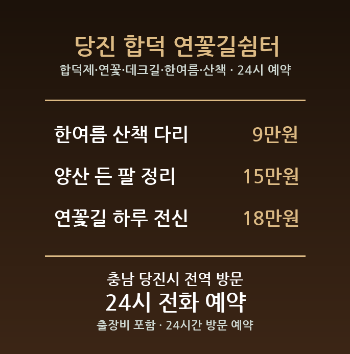 당진 출장마사지 - 합덕제 연꽃 데크길 한여름 산책 방문 홈케어