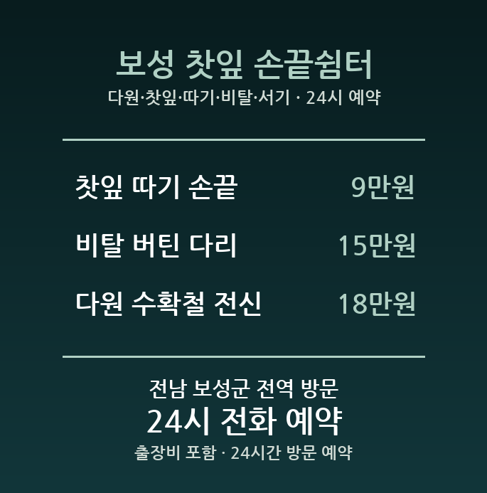보성 출장마사지 - 다원 찻잎 따기 비탈 서기 손끝 방문 홈케어