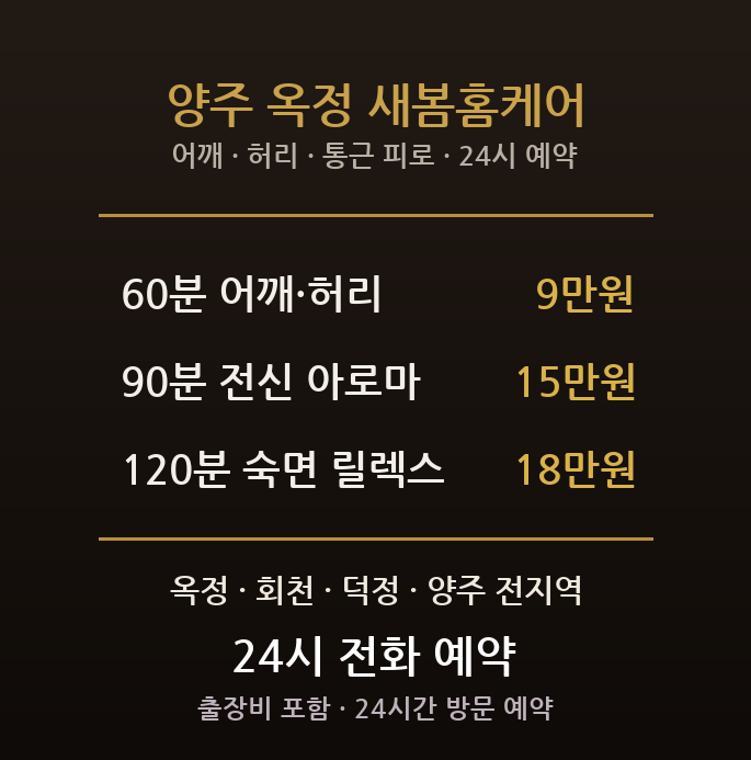 양주 출장마사지 - 옥정 회천 덕정 신도시 신혼 육아 통근 어깨 허리 방문 홈타이
