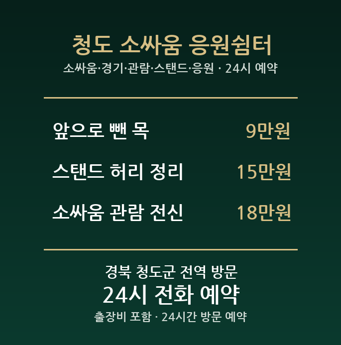 청도 출장마사지 - 소싸움 경기 관람 스탠드 응원 방문 홈케어